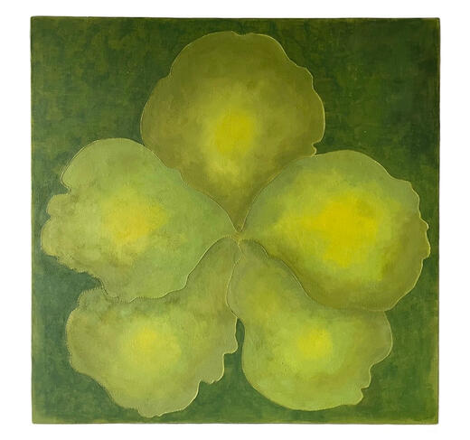 Green.STCH02i25, 2025 24" x 24" bedlinen, thread, acrylic