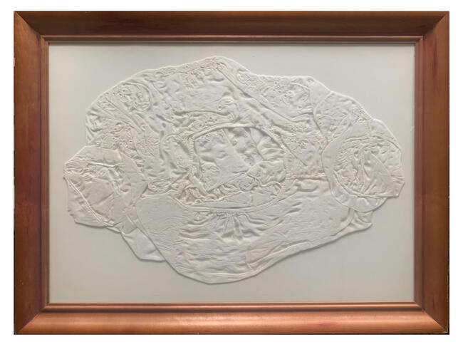 Ceci est une chemise, 2024 31" x 23" blouse, poster board, glass frame