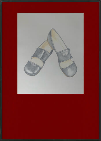 s1, 2024 14" x 17" coloured pencil on paper - frame digitally imposed